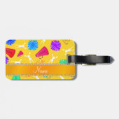 名前をカスタムするイエローチアリーティングポンプ ラゲッジタグ (裏面横)