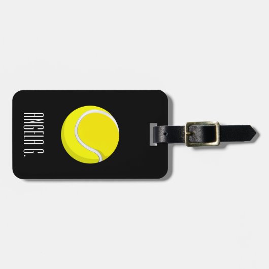 名前をカスタムするイエローテニスボール ラゲッジタグ (正面横)