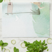 名前をカスタムするイエロー・ラブラドール・レトリーバーペットドッグ キッチンタオル (折り畳み)