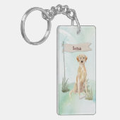 名前をカスタムするイエロー・ラブラドール・レトリーバーペットドッグ キーホルダー (正面左)