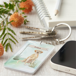 名前をカスタムするイエロー・ラブラドール・レトリーバーペットドッグ キーホルダー