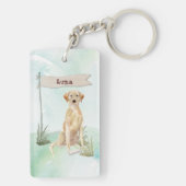 名前をカスタムするイエロー・ラブラドール・レトリーバーペットドッグ キーホルダー (裏面)