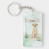 名前をカスタムするイエロー・ラブラドール・レトリーバーペットドッグ キーホルダー (正面)