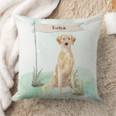 名前をカスタムするイエロー・ラブラドール・レトリーバーペットドッグ クッション (ブランケット)