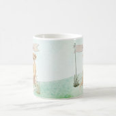 名前をカスタムするイエロー・ラブラドール・レトリーバーペットドッグ コーヒーマグカップ (中央)