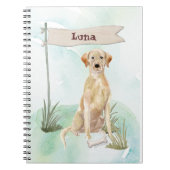 名前をカスタムするイエロー・ラブラドール・レトリーバーペットドッグ ノートブック (正面)