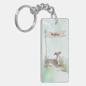 名前をカスタムするイタリアングレイハウンドペット キーホルダー (正面左)