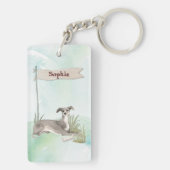 名前をカスタムするイタリアングレイハウンドペット キーホルダー (裏面)