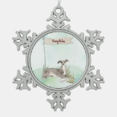 名前をカスタムするイタリアングレイハウンドペット スノーフレークピューターオーナメント (正面)