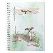 名前をカスタムするイタリアングレイハウンドペット ノートブック (正面)