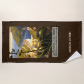 名前をカスタムするイタリアンリビエラヴィンテージトラベル ビーチタオル (正面)