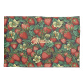 名前をカスタムするイチゴ模様 枕カバー (裏面)