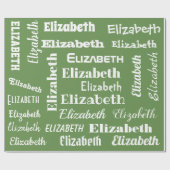 名前をカスタムするイニシャルモノグラムグリーンホワイトギフト ラッピングペーパー (フラット)