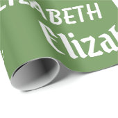 名前をカスタムするイニシャルモノグラムグリーンホワイトギフト ラッピングペーパー (ロールコーナー)