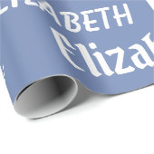 名前をカスタムするイニシャルモノグラムブルーホワイトギフト ラッピングペーパー (ロールコーナー)