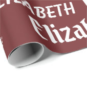 名前をカスタムするイニシャルモノグラムマルーンレッドホワイトギフト ラッピングペーパー (ロールコーナー)