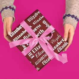 名前をカスタムするイニシャルモノグラムマルーンレッドホワイトギフト ラッピングペーパー