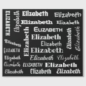 名前をカスタムするイニシャルモノグラム白黒プレゼント ラッピングペーパー (フラット)