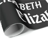 名前をカスタムするイニシャルモノグラム白黒プレゼント ラッピングペーパー (ロールコーナー)