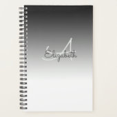 名前をカスタムするイニシャルモノグラム白黒 グラデーション プランナー手帳 (正面)