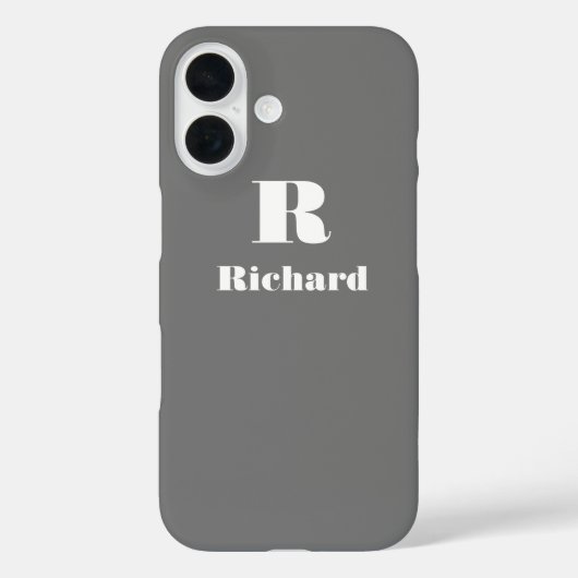 名前をカスタムするイニシャル無地のカラーグレー Case-Mate iPhoneケース (裏面)
