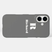 名前をカスタムするイニシャル無地のカラーグレー Case-Mate iPhoneケース (裏面 (横))