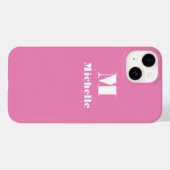 名前をカスタムするイニシャル無地のカラーピンク Case-Mate iPhoneケース (裏面 (横))