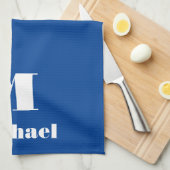 名前をカスタムするイニシャル無地の色 キッチンタオル (四つ折り)