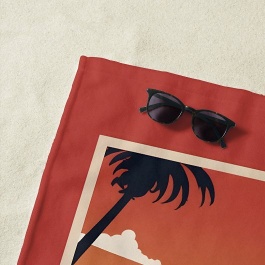 名前をカスタムするイビサ，スペイン旅行ポスター ビーチタオル (インサイチュ)