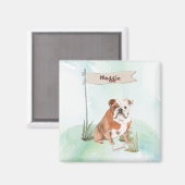 名前をカスタムするイングリッシュブルドッグペットドッグ マグネット (正面/裏面)