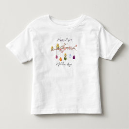 名前をカスタムするイースターエッグベビーチックスハッピーイースター トドラーTシャツ