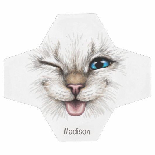 名前をカスタムするウィンキング猫 サッカーボール (フラット)