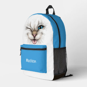 名前をカスタムするウィンキング猫 プリントバックパック