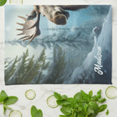 名前をカスタムするウィンタームース キッチンタオル (折り畳み)