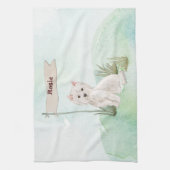 名前をカスタムするウェスティーペットドッグ キッチンタオル (縦)