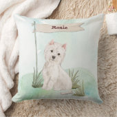 名前をカスタムするウェスティーペットドッグ クッション (ブランケット)