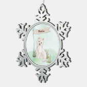 名前をカスタムするウェスティーペットドッグ スノーフレークピューターオーナメント (右)