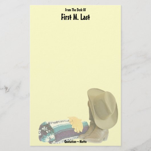 名前をカスタムするウエスタンカウボーイハットブーツ毛布グローブ 便箋 (正面)