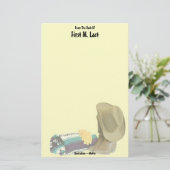 名前をカスタムするウエスタンカウボーイハットブーツ毛布グローブ 便箋 (スタンド正面)