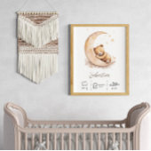 名前をカスタムするウォーターカラーテディベア子供部屋 ポスター