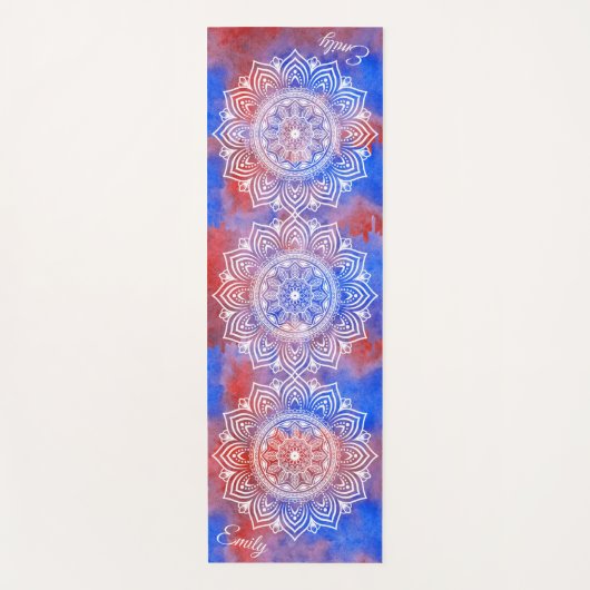 名前をカスタムするウォーターカラーマンダラエクササイズヨガマット ヨガマット (正面)