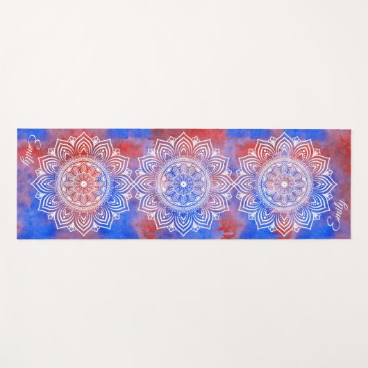 名前をカスタムするウォーターカラーマンダラエクササイズヨガマット ヨガマット (正面(横))