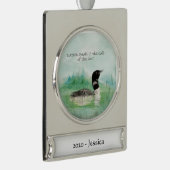 名前をカスタムするウォーターカラーロン自然話引用文 シルバープレートバナーオーナメント (右)