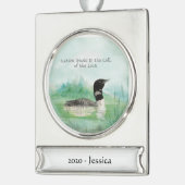 名前をカスタムするウォーターカラーロン自然話引用文 シルバープレートバナーオーナメント (左)