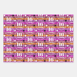 名前をカスタムするエイジピンク誕生日 ラッピングペーパーシート