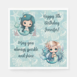 名前をカスタムするエイジ気持ちマーメイド誕生日 スタンダードランチョンナプキン