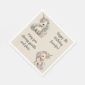 名前をカスタムするエイジ気持ちユニコーン誕生日 スタンダードランチョンナプキン (角)