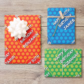 名前をカスタムするエイジ誕生日漫画スタイル ラッピングペーパーシート