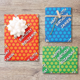 名前をカスタムするエイジ誕生日漫画スタイル ラッピングペーパーシート