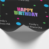 名前をカスタムするエイジ金ゴールドバックハッピーバースデーガール ラッピングペーパー (角)